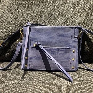 Francesca's Collections Periwinkle Suede Crossbody with Gold Stud Accents
